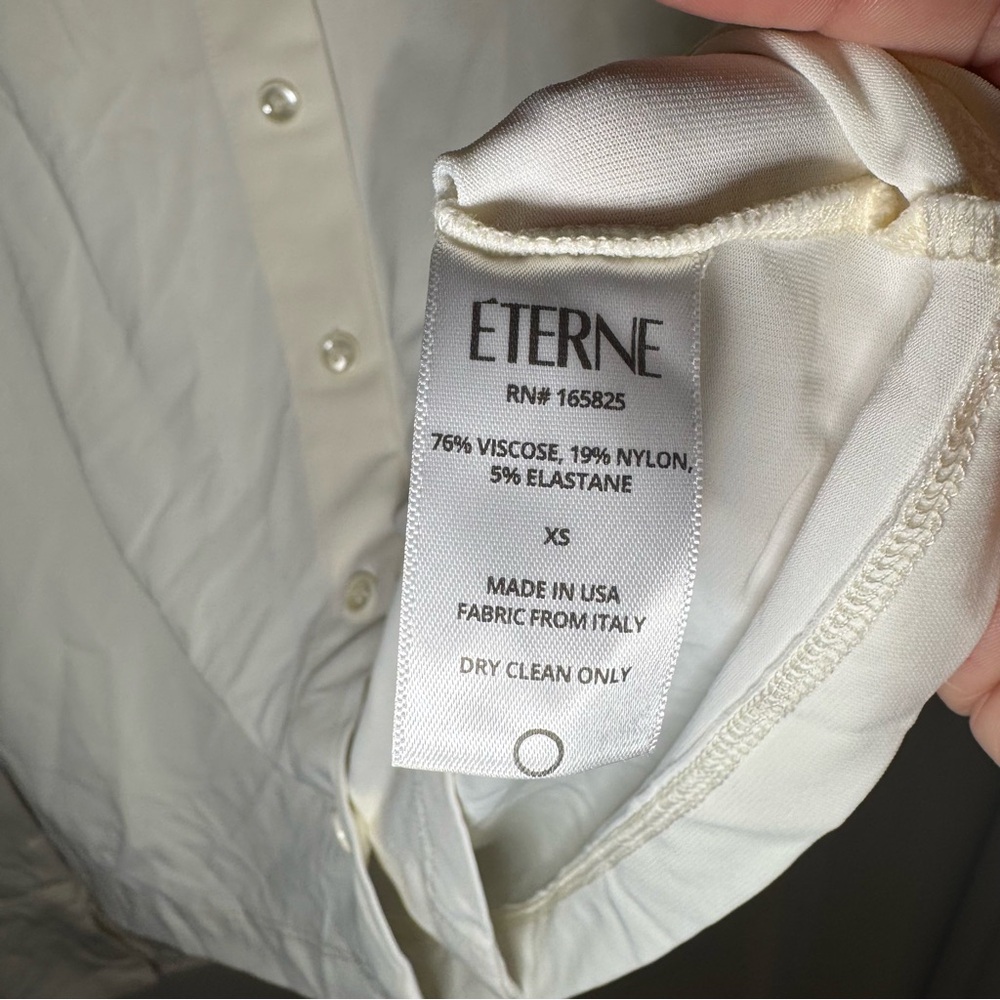Eterne Charlie Top Matte Jersey Button Down in Ivory - Picture 11 of 14